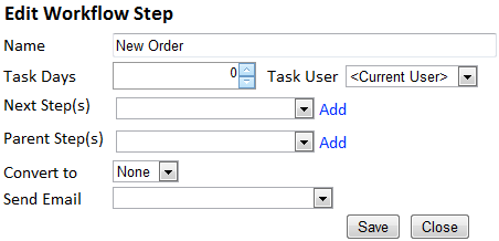 Maintain Workflow steps editor